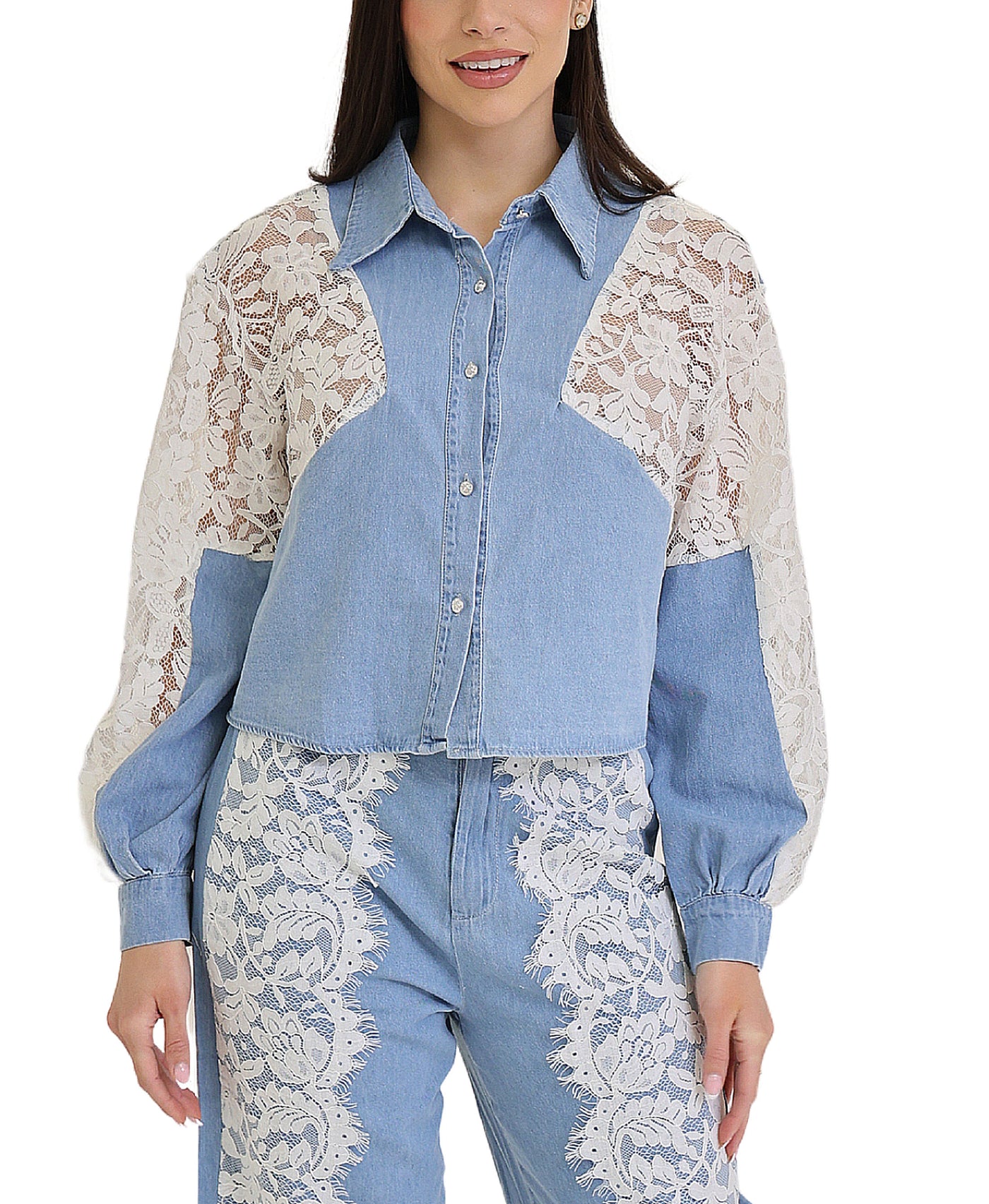 Denim & Lace Shirt view 1