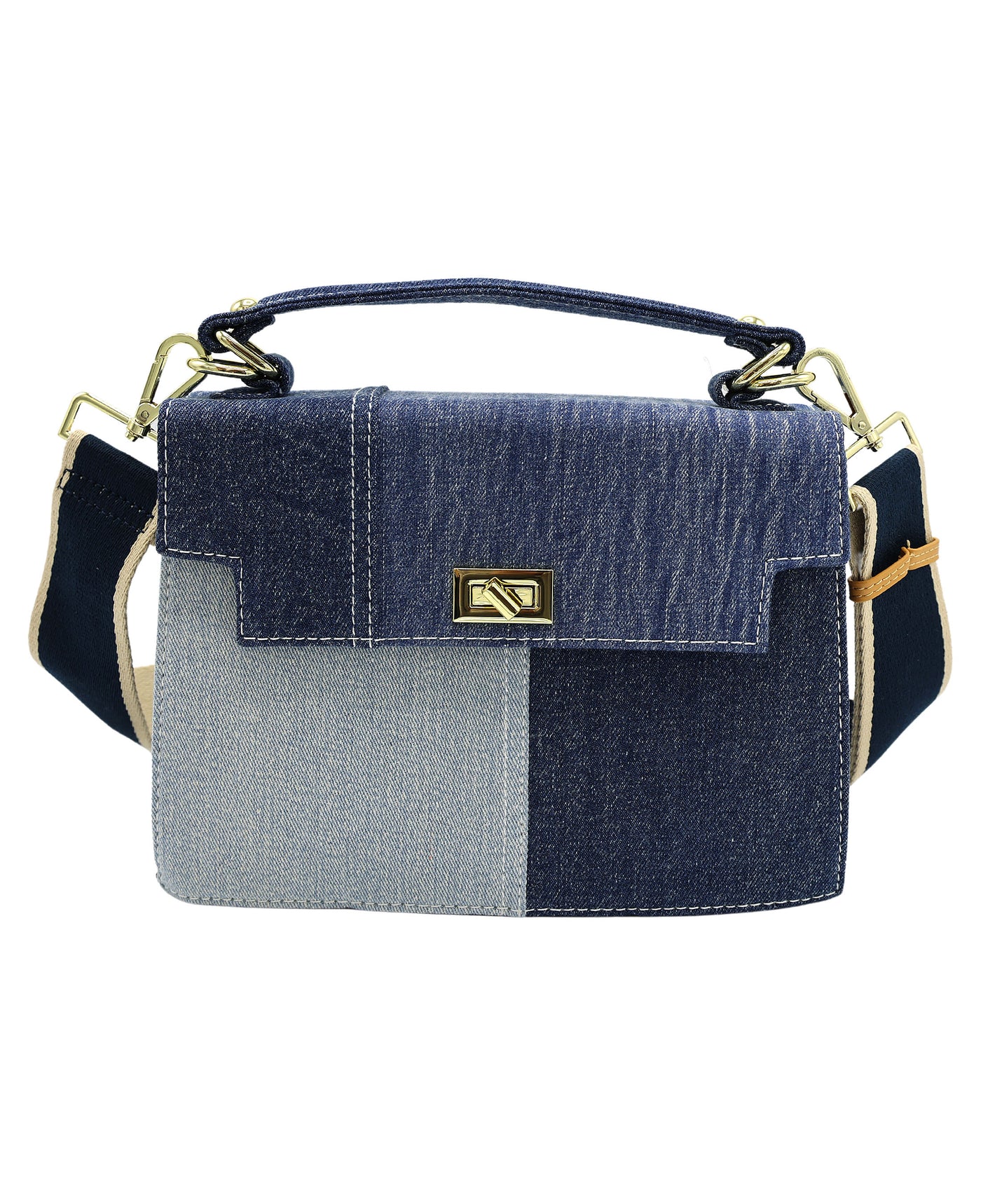 Denim Patchwork Handbag view 1