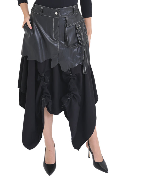 Faux Leather Asymmetrical Skirt view 