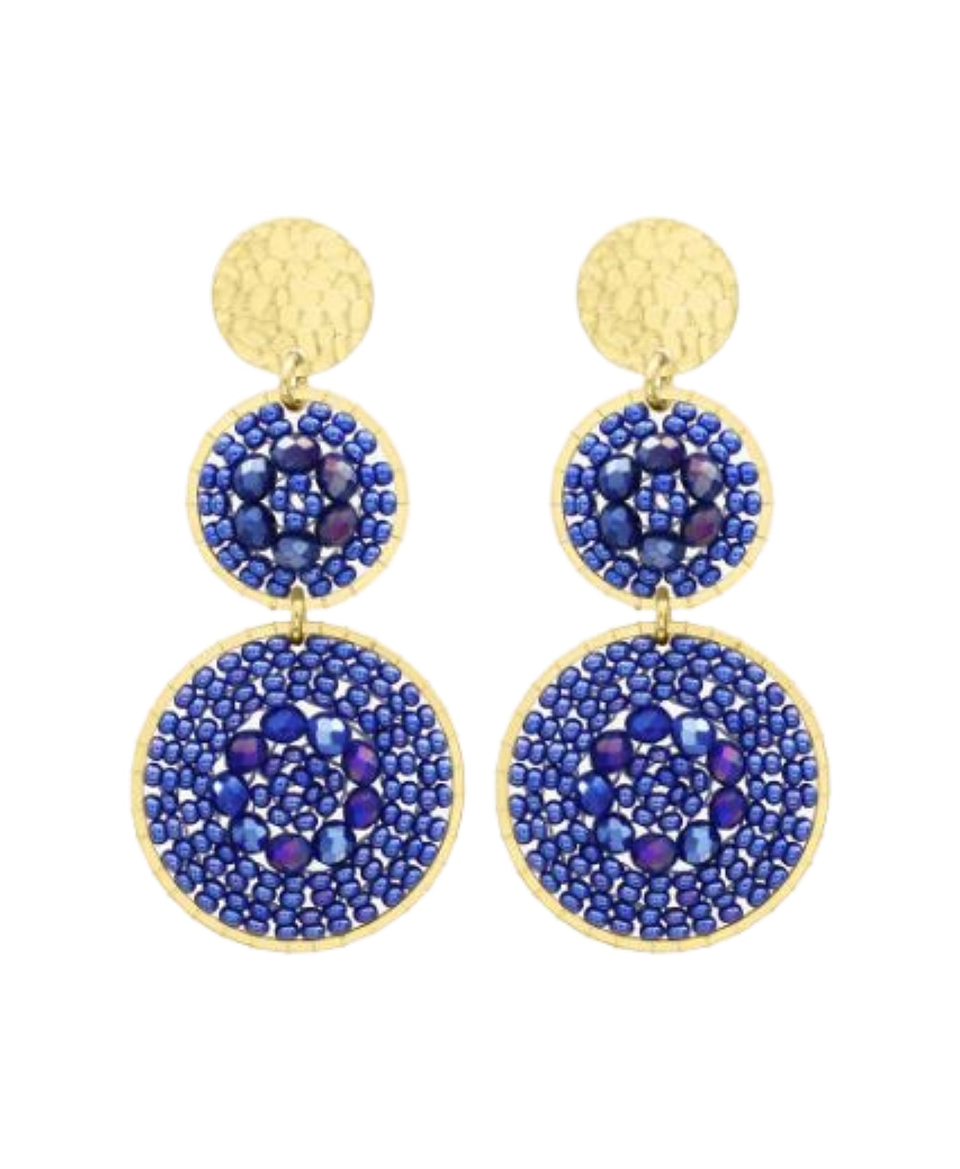 Color Beads & Crystal Double Circle Earrings view 1