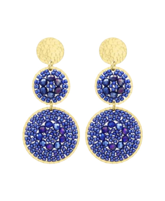 Color Beads & Crystal Double Circle Earrings view 