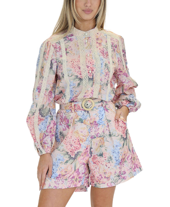 Floral Print Blouse & Short Set- 2 Pc Set view 