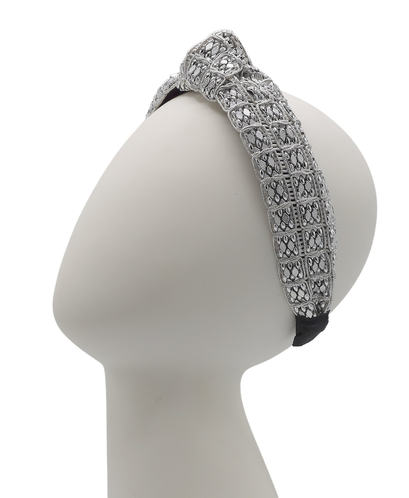 Metallic Knotted Headband w/ Beads view 1