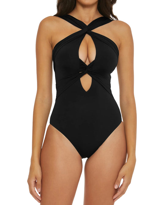 Twisted Halter One-Piece Swimsuit view 