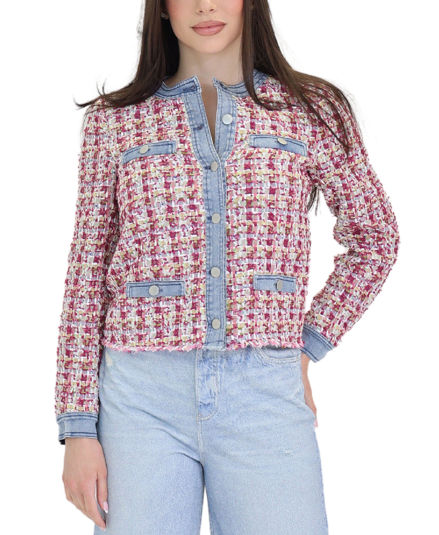 Tweed Jacket w/ Denim Trim view 1