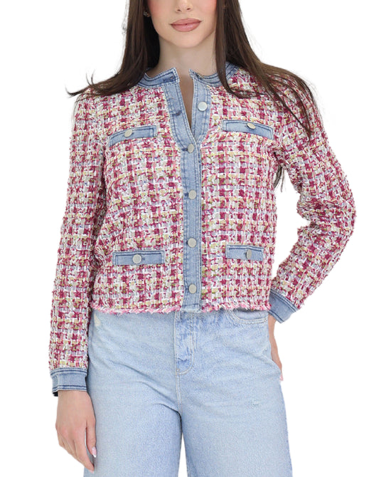 Tweed Jacket w/ Denim Trim view 