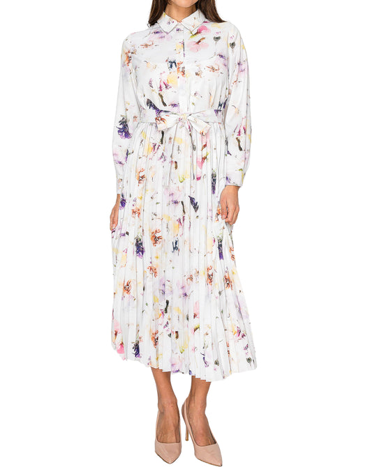 Floral Print Pleated Midi Dress view 