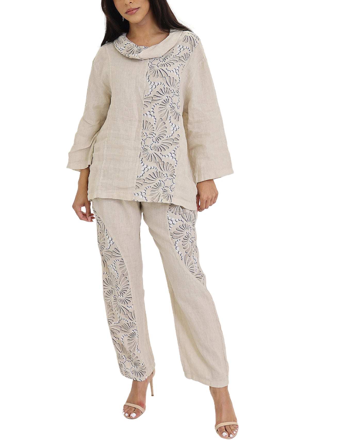 Linen Printed Top & Pants - 2 Pc Set view 1