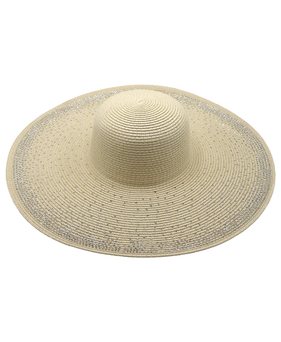 Floppy Straw Hat w/ Rhinestones view 