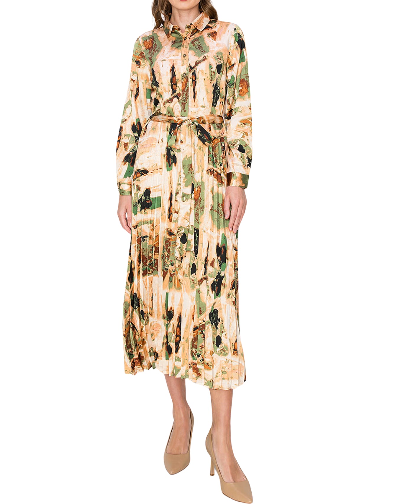 Multi Print Pleated Maxi Dress view 1