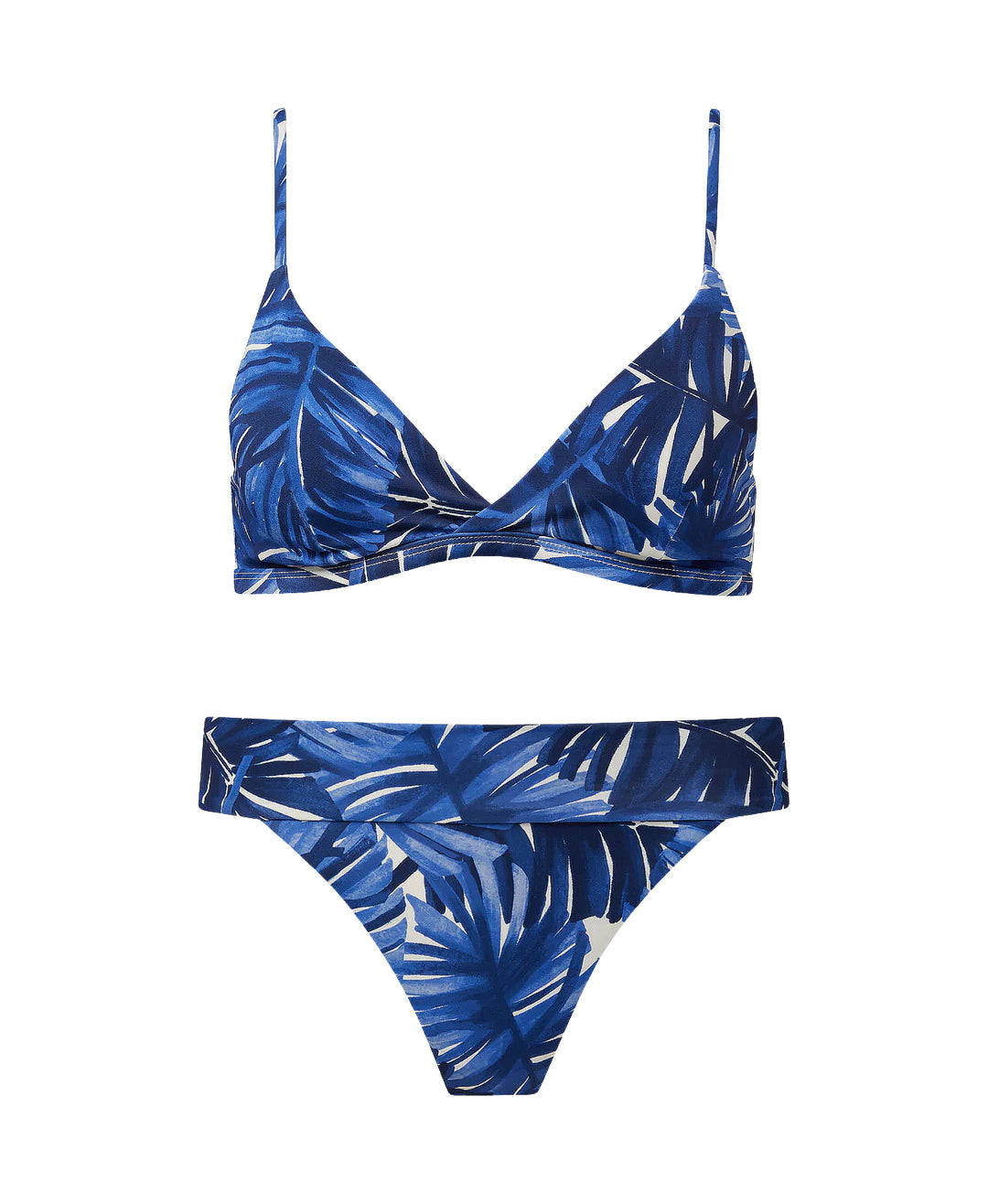 Onia Leaf Print Bikini 2 PC Set M Blue White