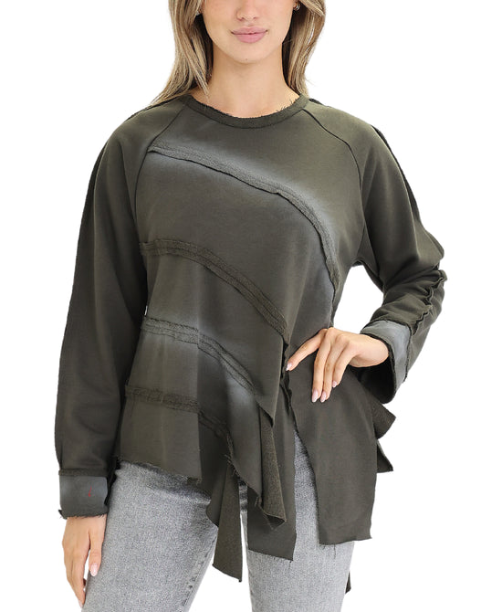 Asymmetrical Fleece Top view 