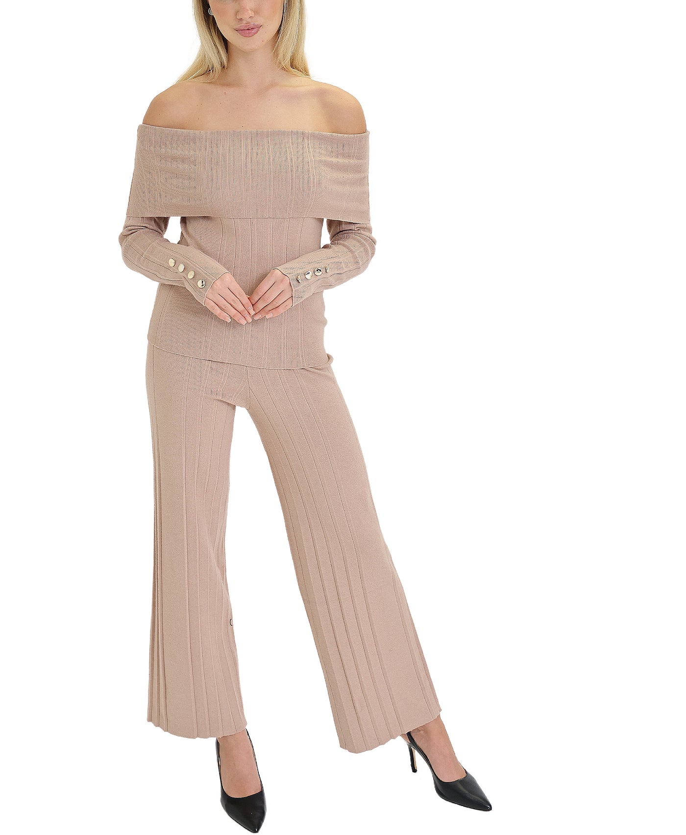 Off Shoulder Sweater & Pants Set- 2 Pc Set view 1