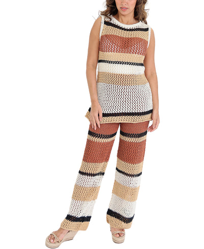 Colorblock Crochet Wide Leg Pants image 2