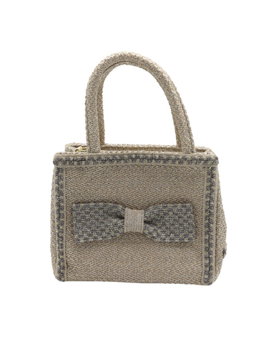 Metallic Mesh Handbag w/ Bow image 1