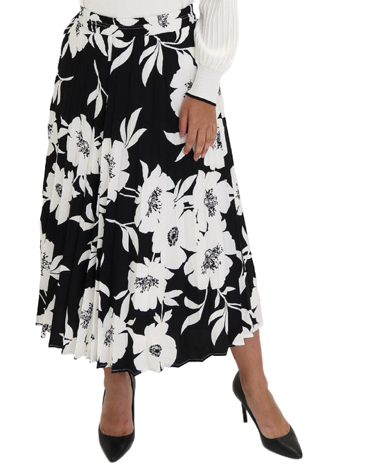 Floral Pleated Midi Skirt view 1
