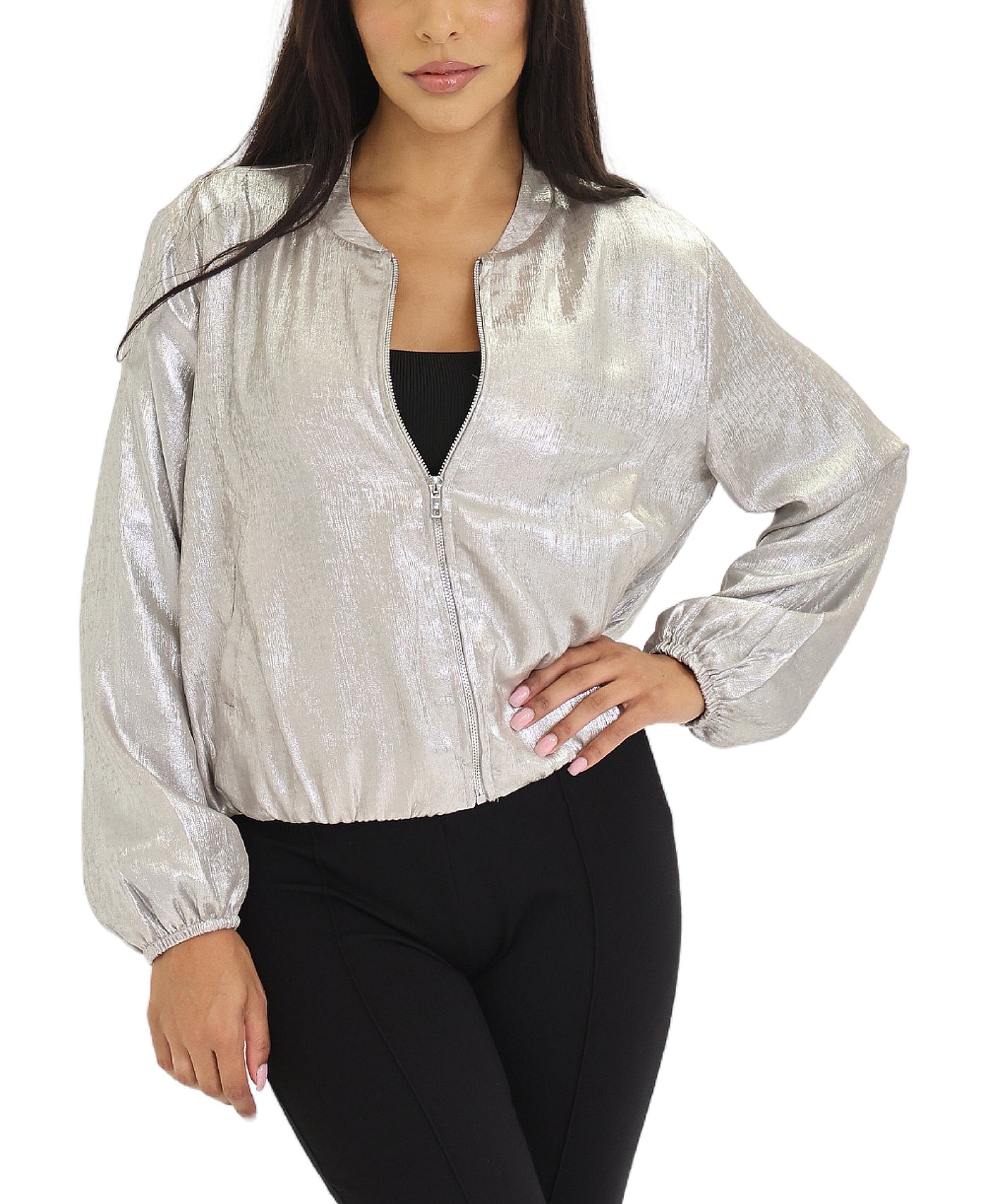 Metallic Bomber Jacket view 1