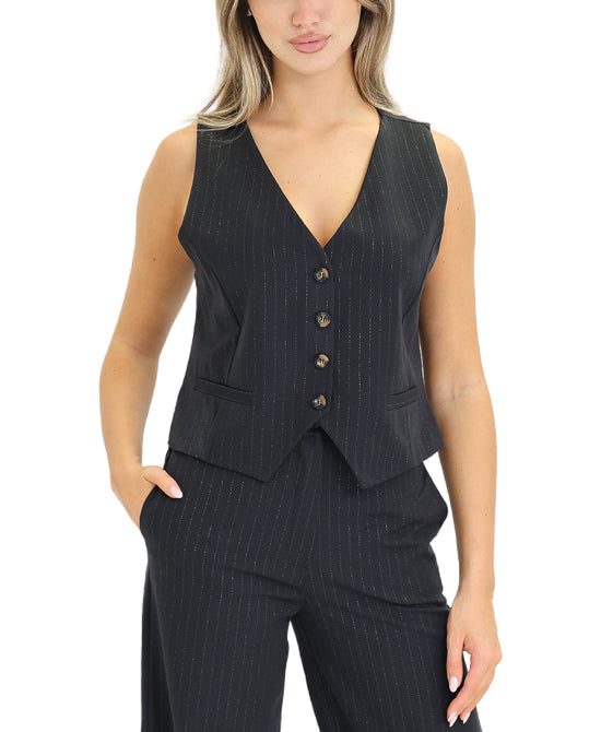 Silver Pinstripe Vest view 