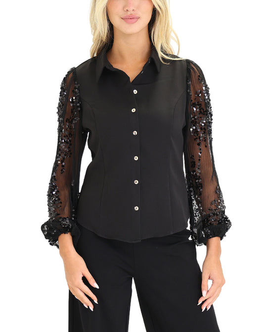 Blouse w/ Sequin Sleeves view 