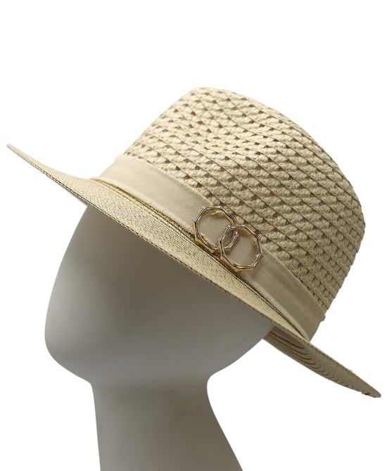 Straw Hat w/ Gold Detail view 