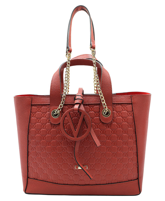 Leather Logo Embossed Tote Bag view 