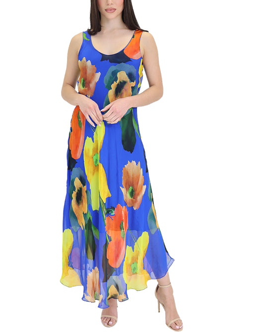 Silk Floral Print Maxi Dress view 