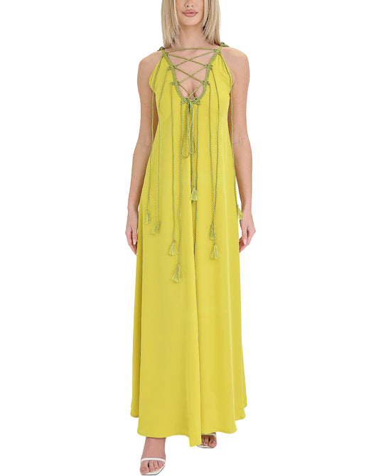 Lace Up Maxi Dress w/ Rope Tassel Detail view 1