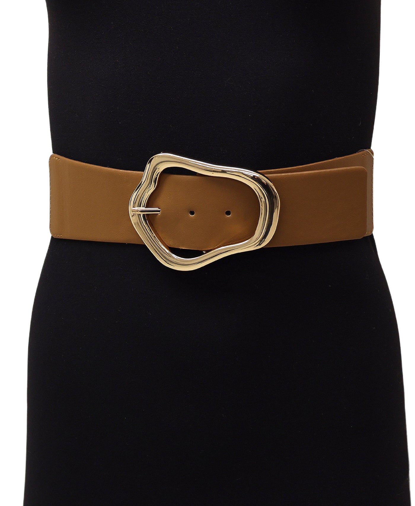 Elastic & Faux Leather Buckle Belt view 1