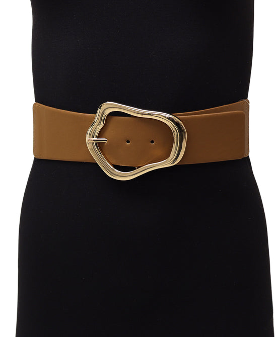 Elastic & Faux Leather Buckle Belt view 