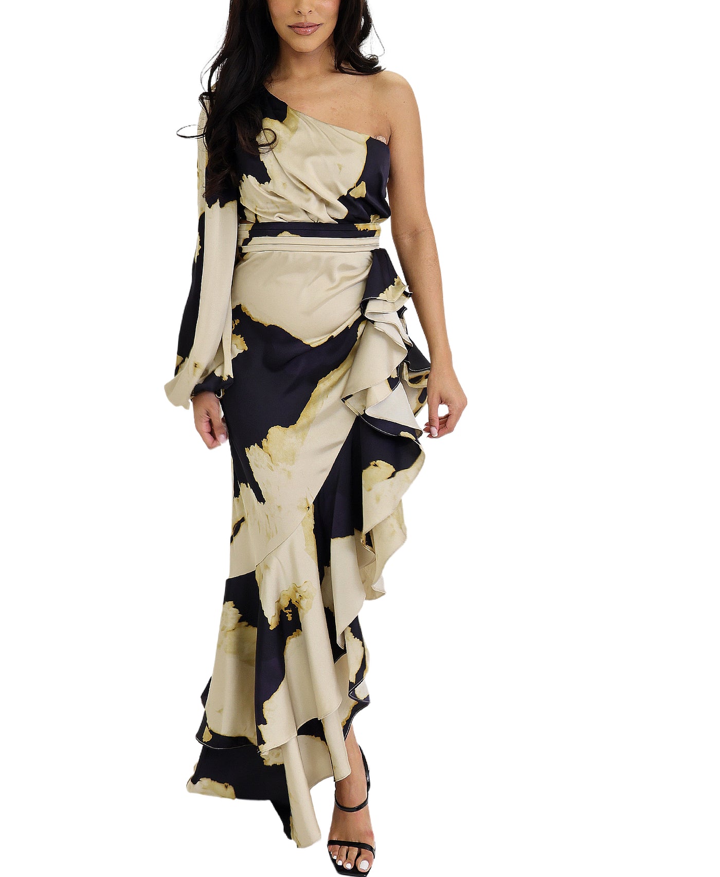 Abstract Print Ruffle Dress view 1