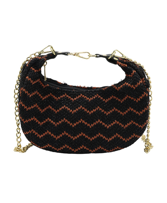 Zig-Zag Metallic Mesh Crossbody Bag view 