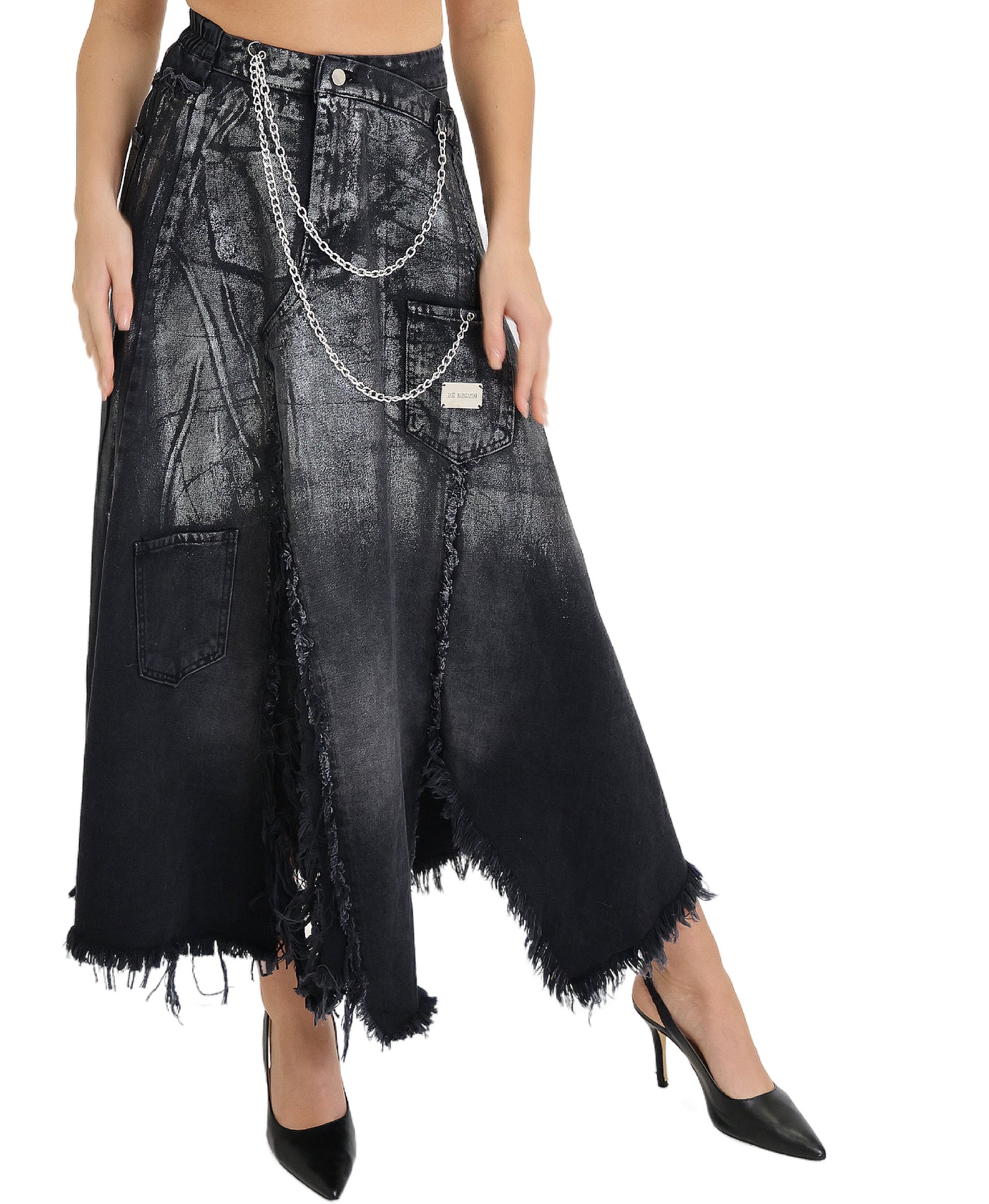 Foil Maxi Skirt w/ Chains view 1