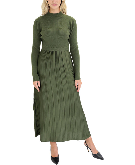 Knit Pleated Midi Dress view 1