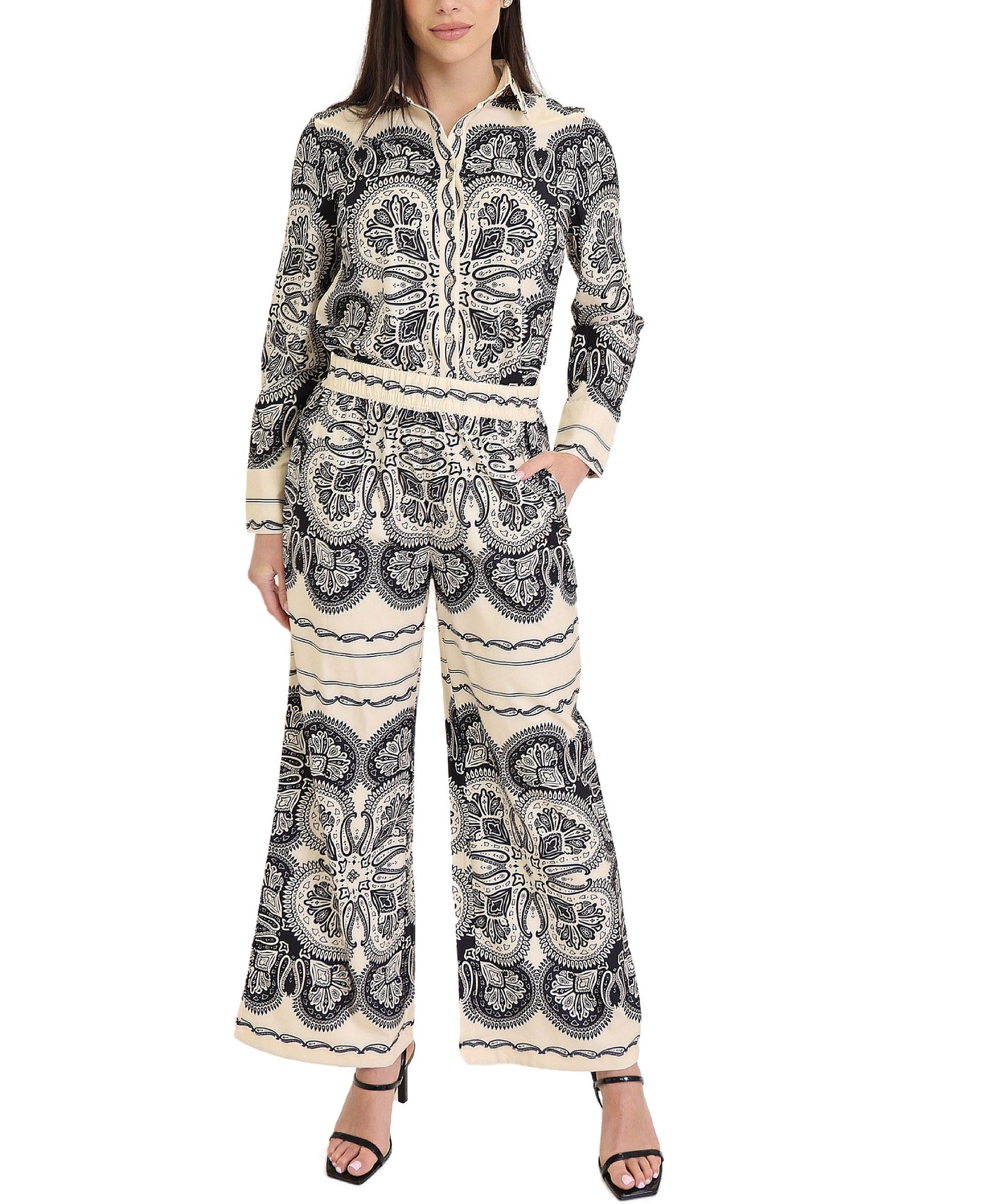 Printed Blouse & Pant Set- 2 Pc Set view 1