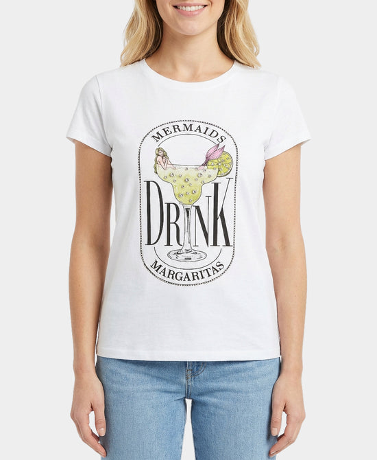 "Mermaids Drink Margaritas" Tee w/ Rhinestones view 1