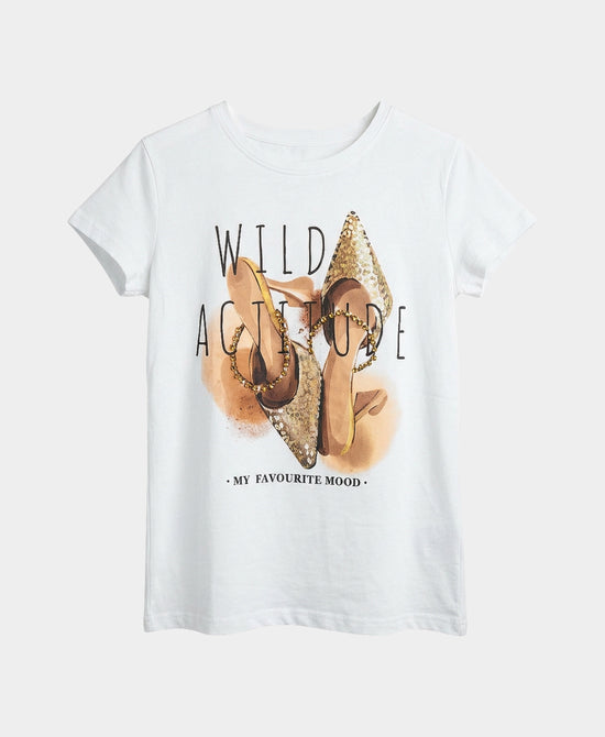 "Wild Actitude" Shoe Tee w/ Rhinestones view 1