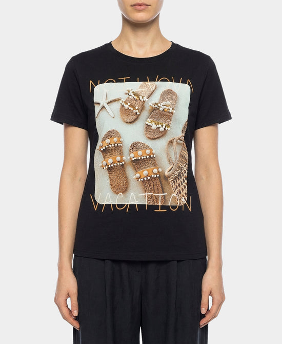 "Vacation" Sandal Tee w/ Pearl view 1
