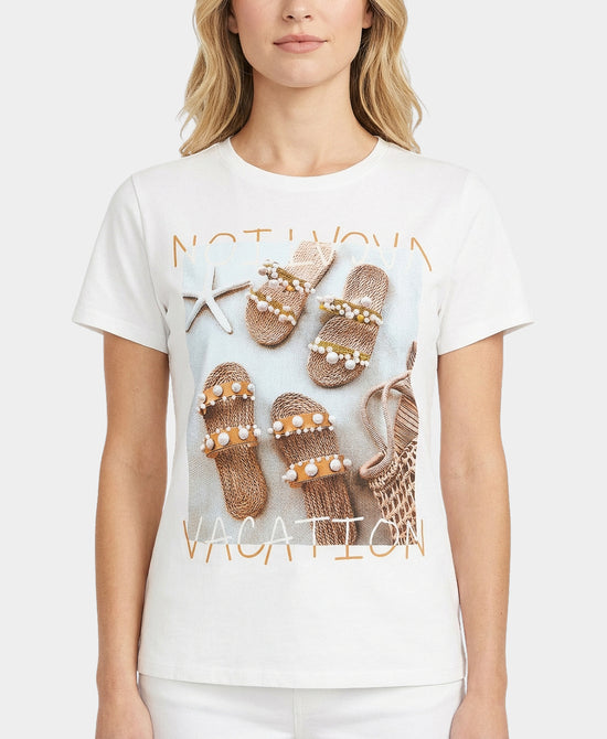 "Vacation" Sandal Tee w/ Rhinestones view 1