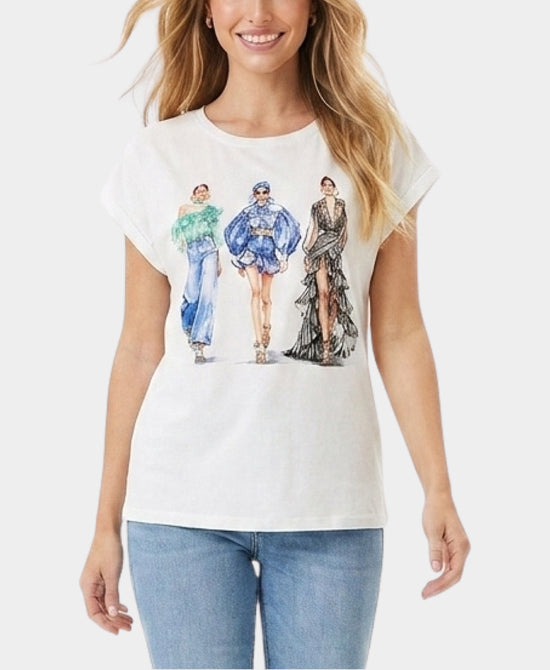 
Girls Tee w/ Sequins in WHITE MULTI view 1
