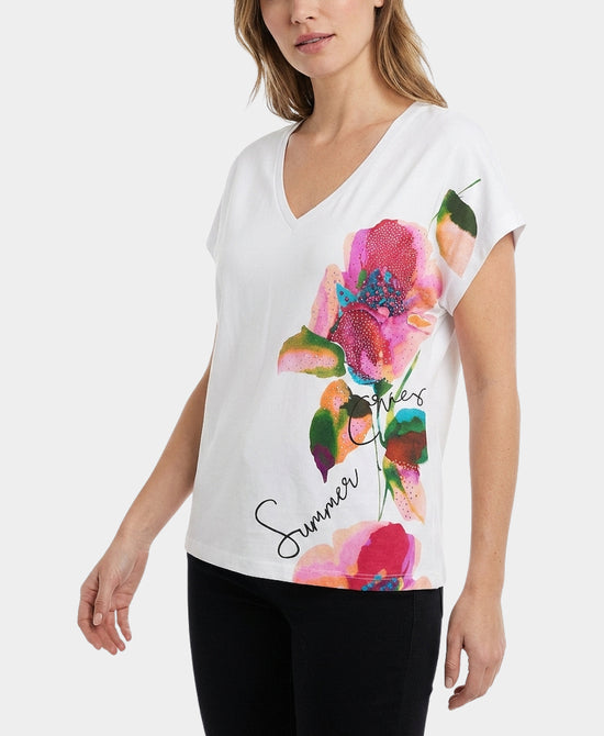 
"Summer Strories" Tee w/ Sequins in WHITE MULTI view 1