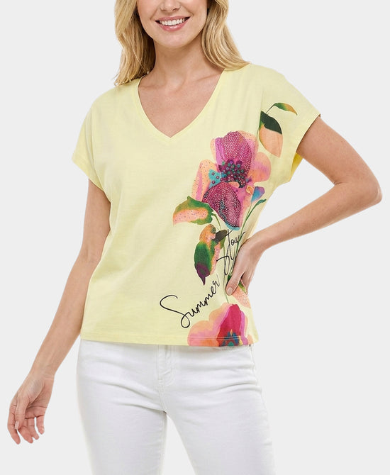 
"Summer Stories" Tee w/ Sequins in YELLOW MULTI view 1