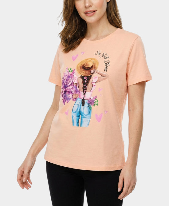 
"In Full Bloom" Tee w/ Sequins in PINK view 1