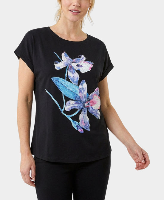 
Flower Tee w/ Sequins in BLACK MULTI view 1