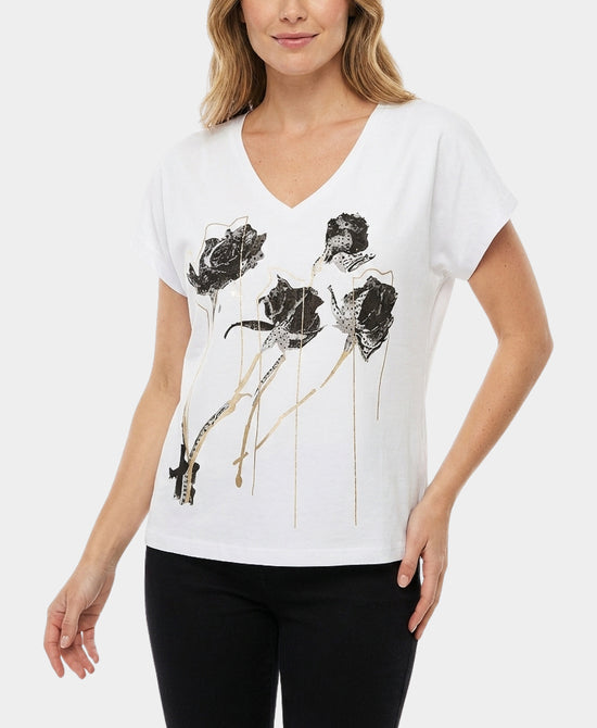 
Flower Tee w/ Sequins in WHITE view 1