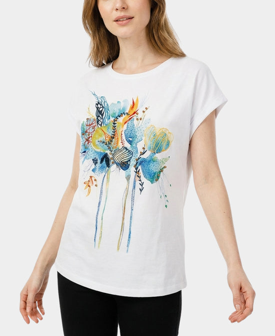 
Flower Tee w/ Sequins in WHITE MULTI view 1