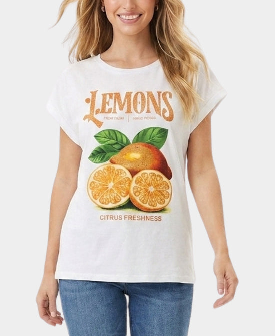 
"Lemons" Tee w/ Shimmer in WHITE MULTI view 1