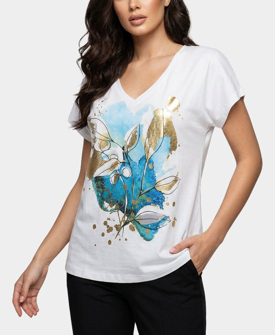 
Floral Tee w/ Gold in WHITE view 1