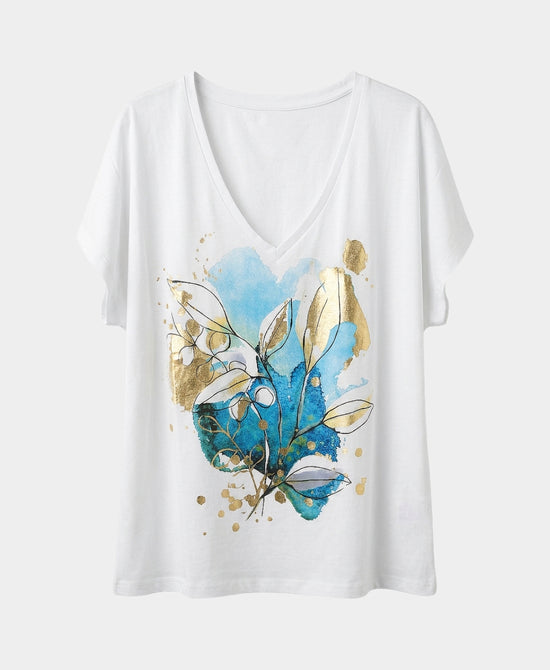 
Floral Tee w/ Gold in WHITE view 2