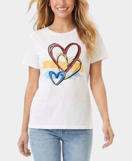 
Shimmer Heart Tee in WHITE MULTI view 1