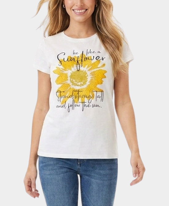 
Sunflower Tee w/ Crystals in WHITE/YELLOW view 1